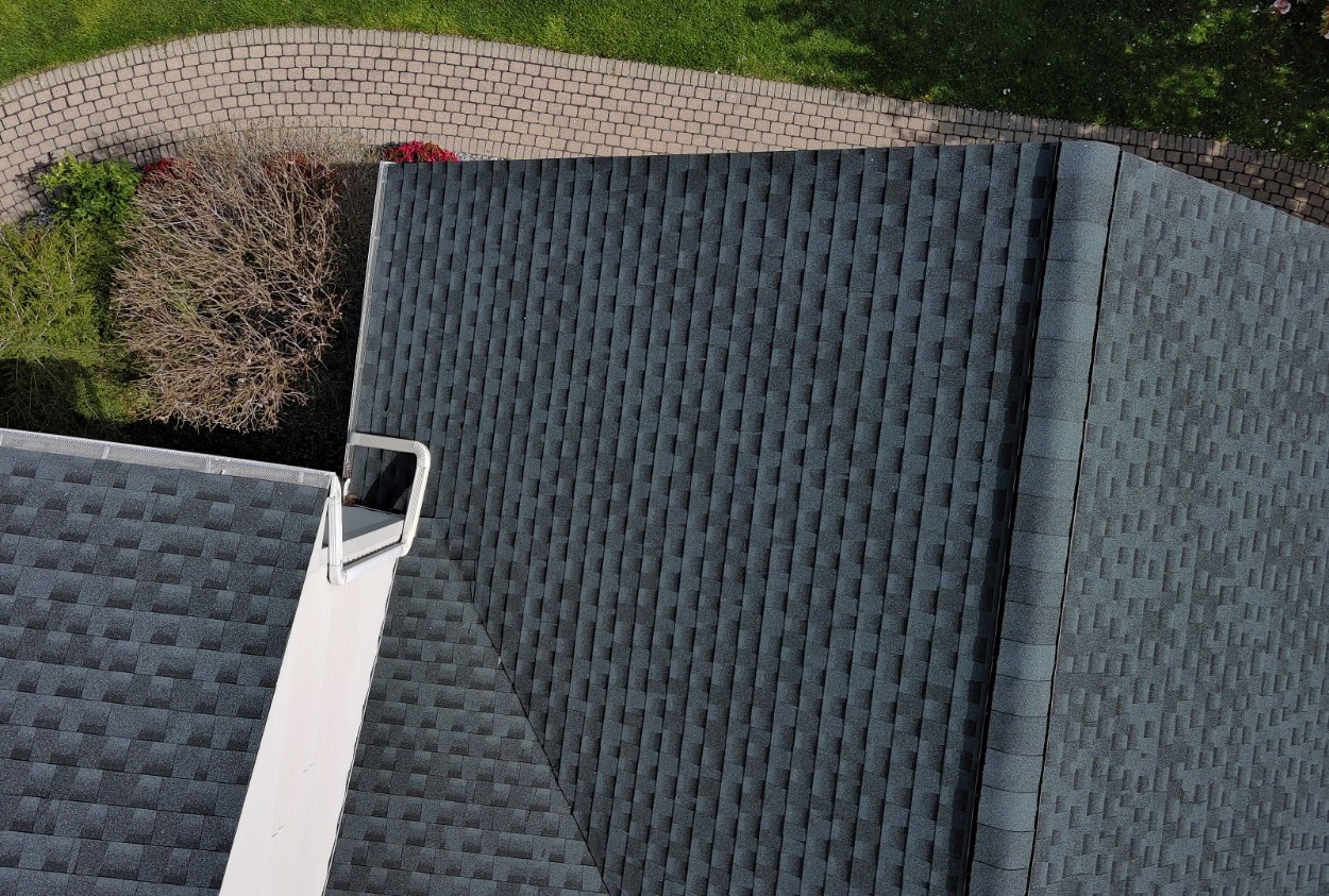 Roof inspection drone shot in East Lyme, CT