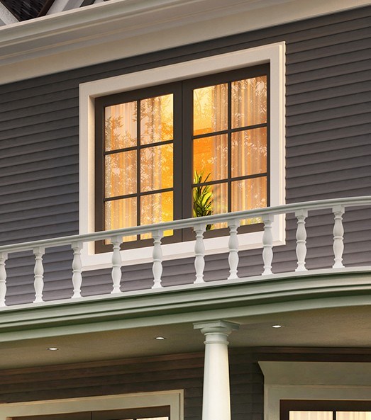 Multi-color vinyl windows on home exterior