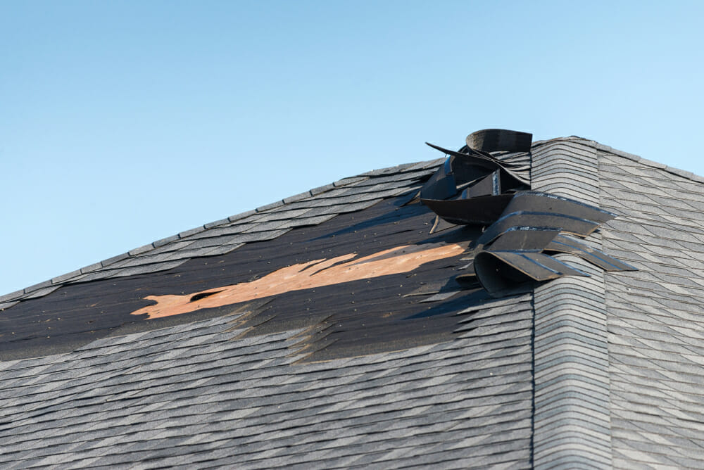 Residential Roof needing a Wind Damage Roof Repair in Westerly, RI